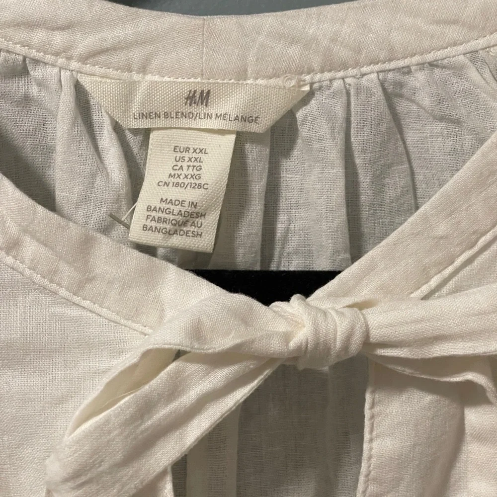 Tie front bow puffy sleeve shirt - Picture 6 of 7